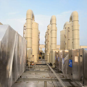 Air pollution control device scrubber system for chemical plant