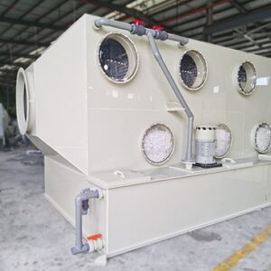 Horizontal exhaust gas scrubber