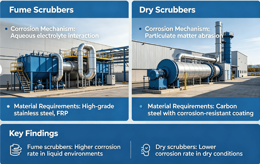 Fume scrubbers vs dry scrubbers corrosion performance comparison